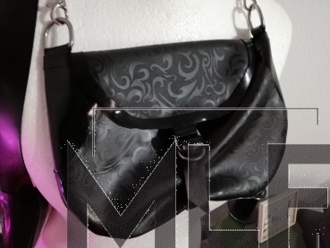 Latex Handtasche - schwarz Strukturlatex